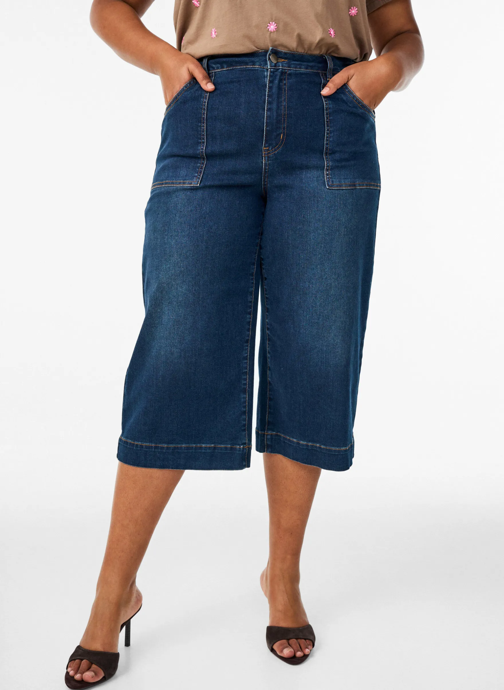 Denim-Knickers mit weiten Beinen