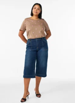 Denim-Knickers mit weiten Beinen
