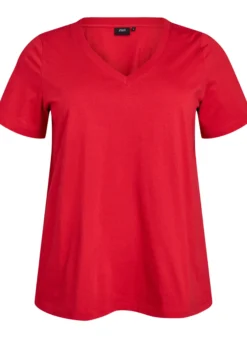 Einfaches T-Shirt aus Baumwolle mit V-Ausschnitt