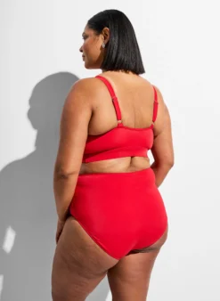 Einfarbige hoch taillierte Bikinihose