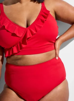 Einfarbige hoch taillierte Bikinihose