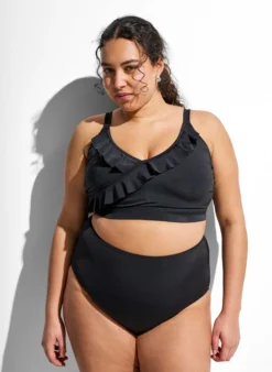 Einfarbige hoch taillierte Bikinihose