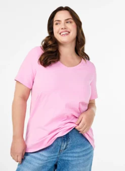 Einfarbiges Basic T-Shirt aus Baumwolle