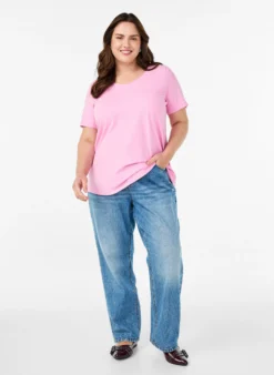 Einfarbiges Basic T-Shirt aus Baumwolle