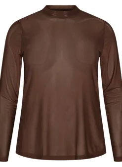 Enganliegende Mesh-Bluse mit langen Ärmeln