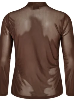 Enganliegende Mesh-Bluse mit langen Ärmeln