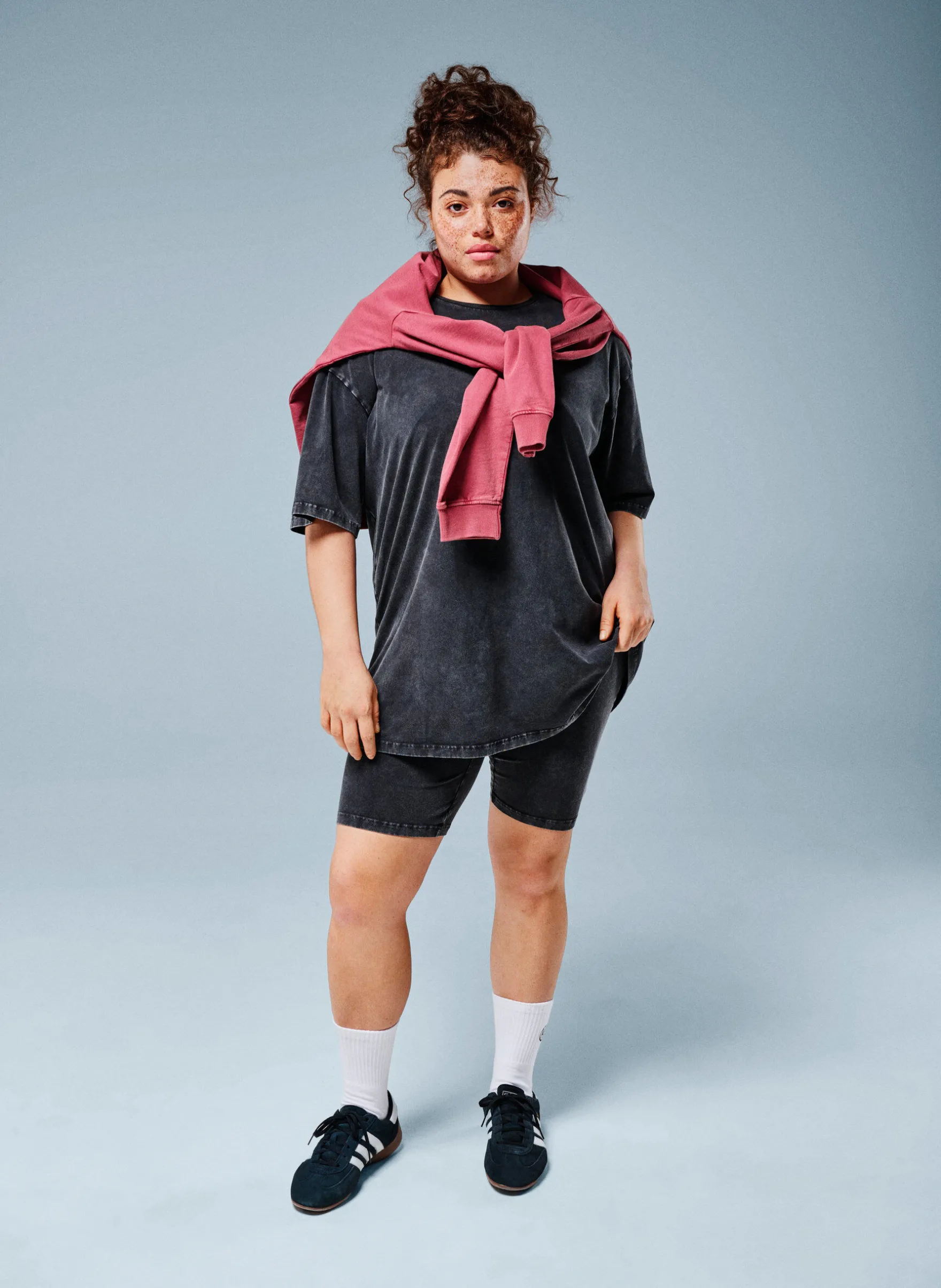 Eng anliegende Shorts aus Jersey in Washed-Optik