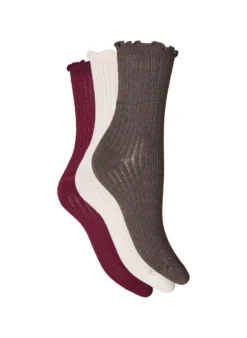 3er-Pack gerippte Socken mit Wellenkante
