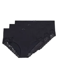 3er Pack Hipster-Panties mit Spitzenbündchen