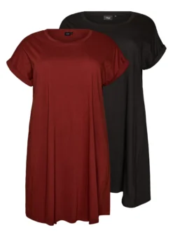 2er-Pack T-Shirt-Kleid mit kurzen Ärmeln