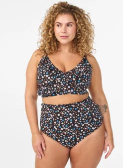 Extra hoch taillierter Bikini-Slip mit Blumenmuster