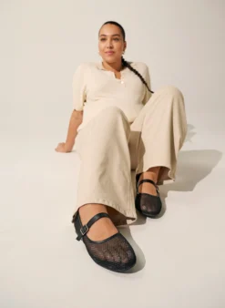 Extra Weite - Ballerina aus Mesh mit Riemen