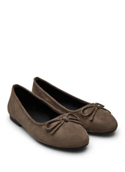 Extra Weite - Ballerina aus Wildlederimitat mit Schleife