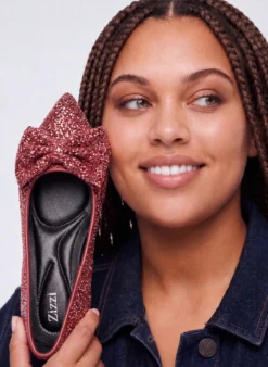 Extra Weite - Glitzer-Pumps mit Schleife