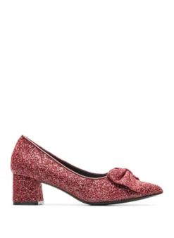 Extra Weite - Glitzer-Pumps mit Schleife