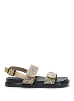 Extra Weite - Glitzersandale mit Klettverschluss