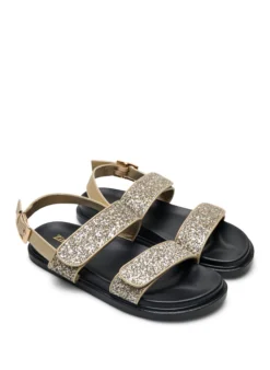 Extra Weite - Glitzersandale mit Klettverschluss