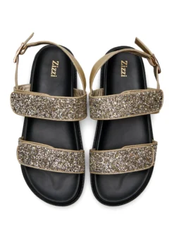 Extra Weite - Glitzersandale mit Klettverschluss