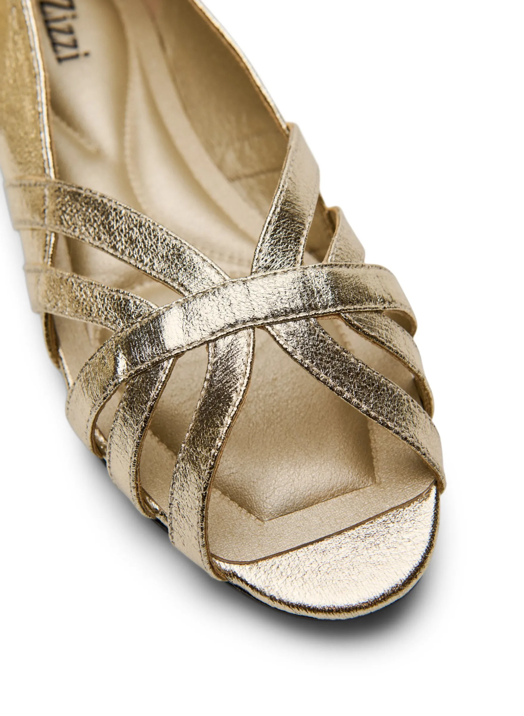 Extra Weite - Goldfarbene Ballerina mit gekreuzten Riemchen