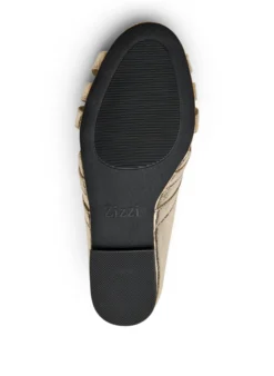 Extra Weite - Goldfarbene Ballerina mit gekreuzten Riemchen