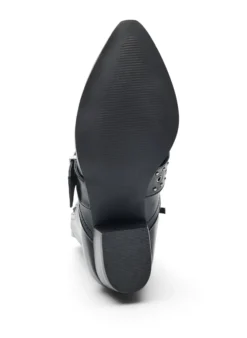 Extra Weite - Knöchelstiefel aus Leder mit Riemen und Nieten