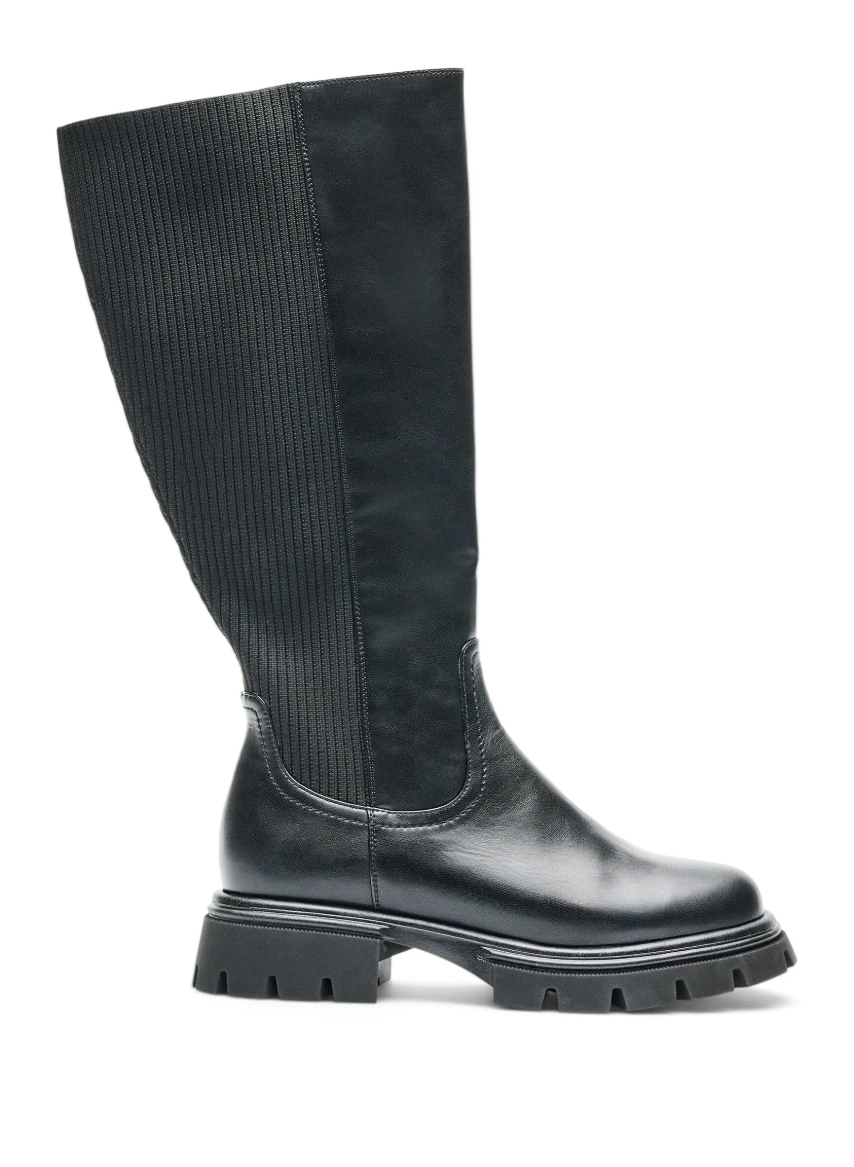 Extra Weite - Langschaftstiefel mit Ripp-Einsätzen