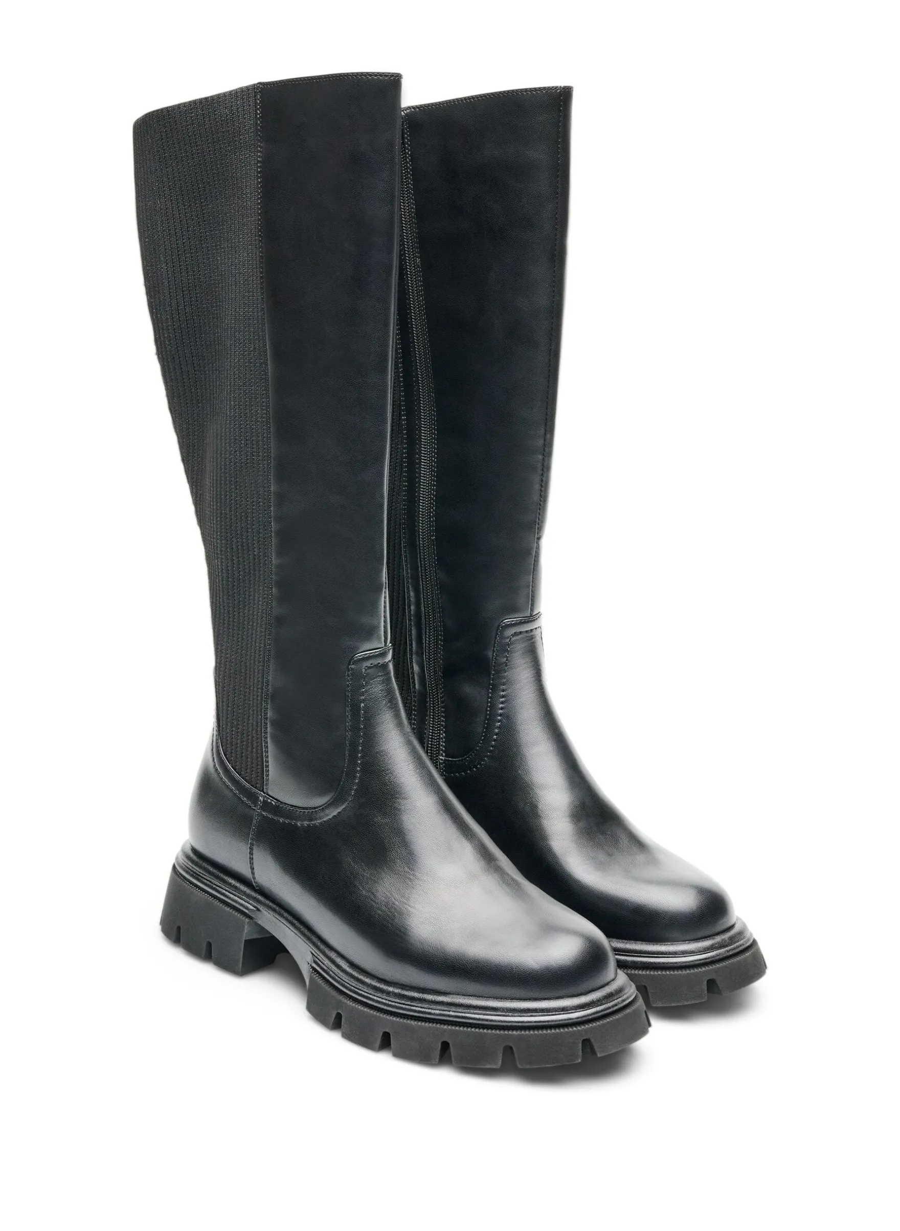 Extra Weite - Langschaftstiefel mit Ripp-Einsätzen