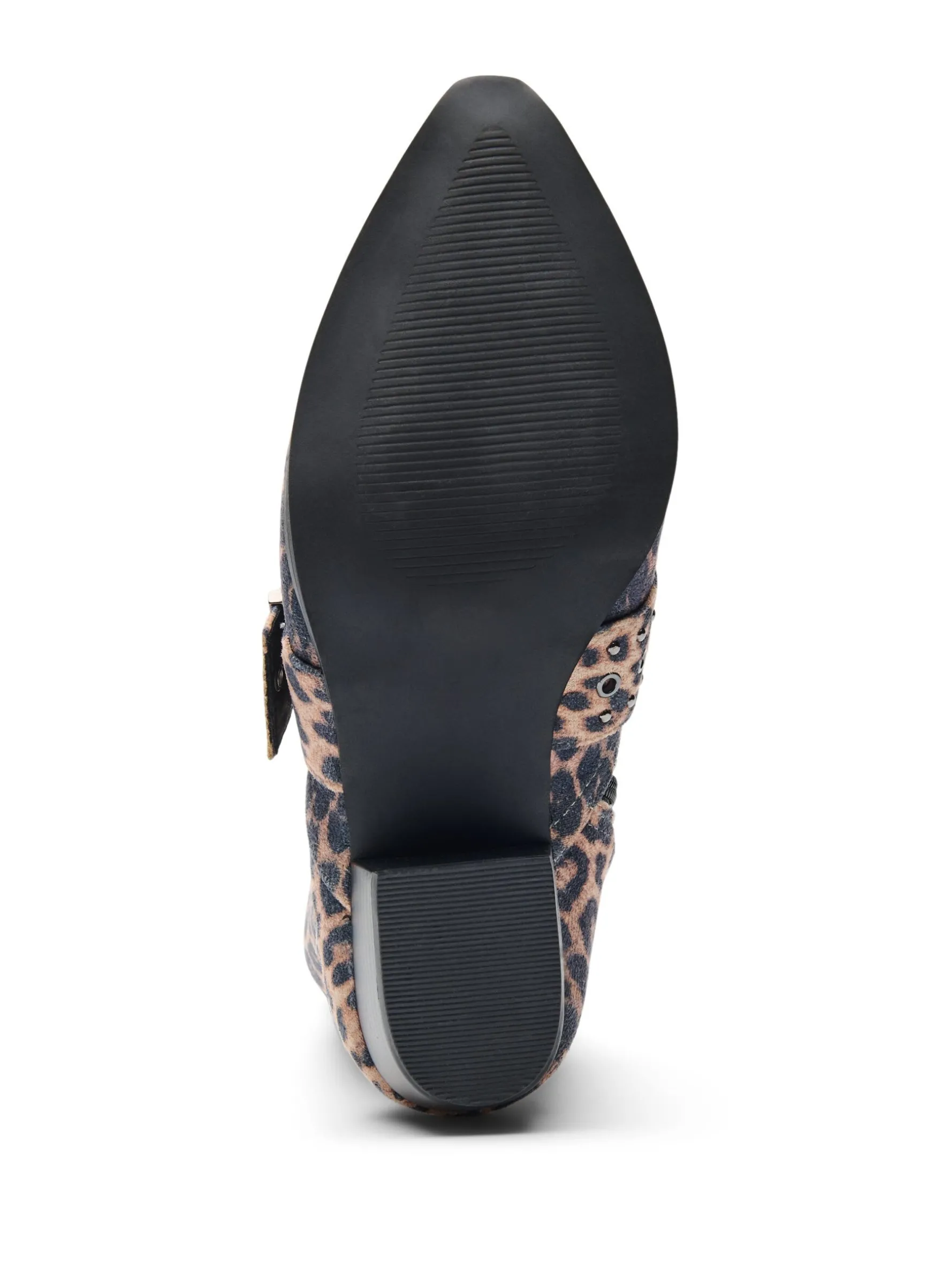 Extra Weite - Leopard-Knöchelstiefel mit Schnalle und Nieten