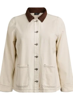 Farbige Jeansjacke mit Kontrastkragen