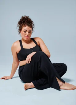 Flare-Jerseyhose mit Schlitzen und hoher Taille