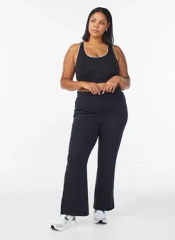 Flare-Jerseyhose mit Schlitzen und hoher Taille