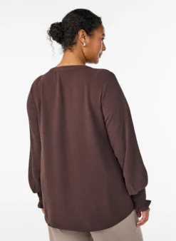 FLASH - Bluse mit Smockbündchen und V-Ausschnitt