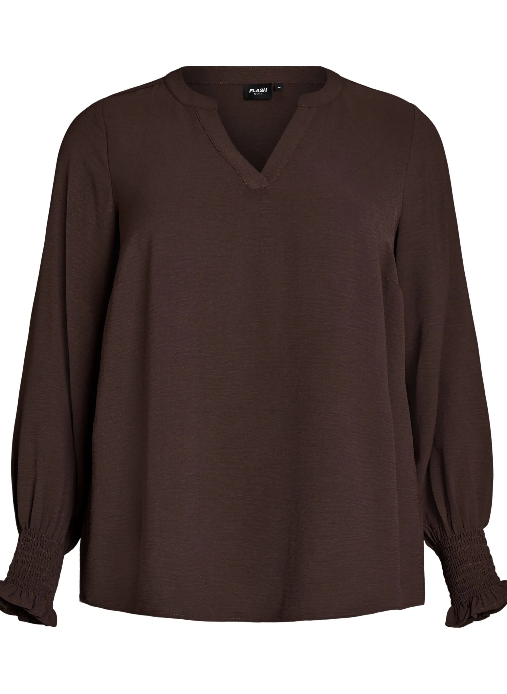 FLASH - Bluse mit Smockbündchen und V-Ausschnitt