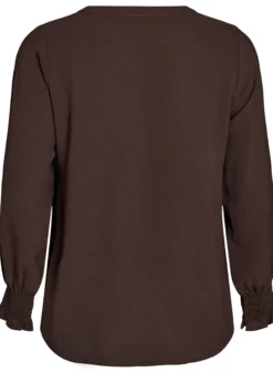 FLASH - Bluse mit Smockbündchen und V-Ausschnitt