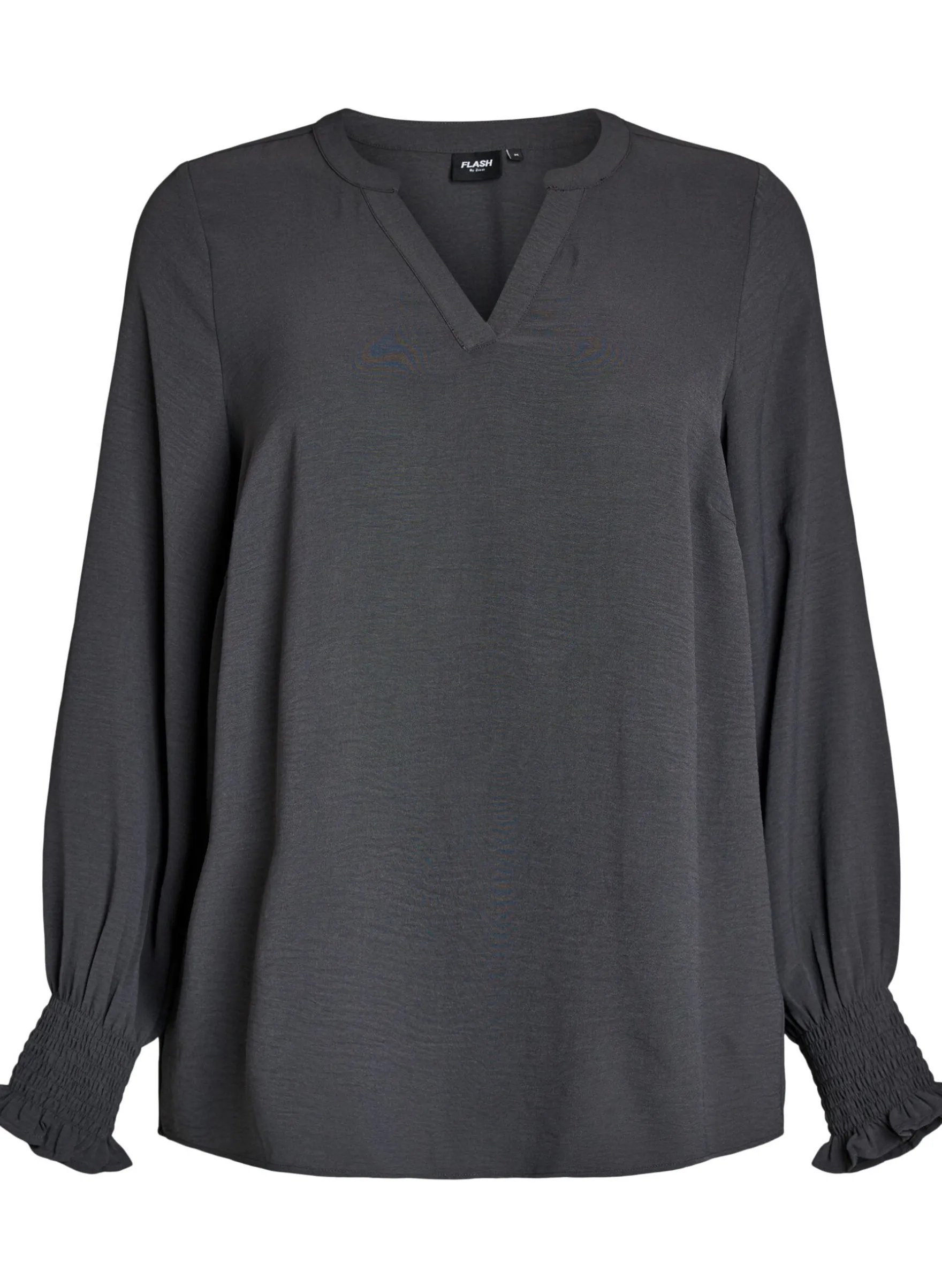 FLASH - Bluse mit Smockbündchen und V-Ausschnitt