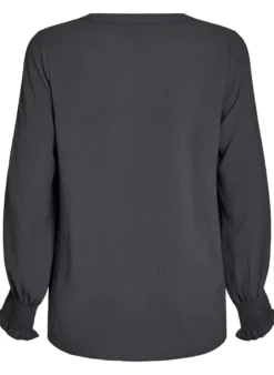 FLASH - Bluse mit Smockbündchen und V-Ausschnitt