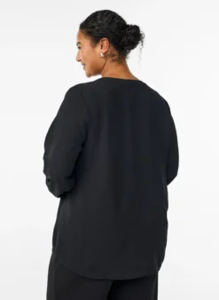 FLASH - Bluse mit Smockbündchen und V-Ausschnitt