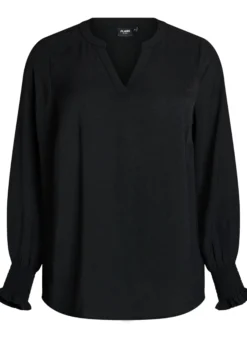 FLASH - Bluse mit Smockbündchen und V-Ausschnitt