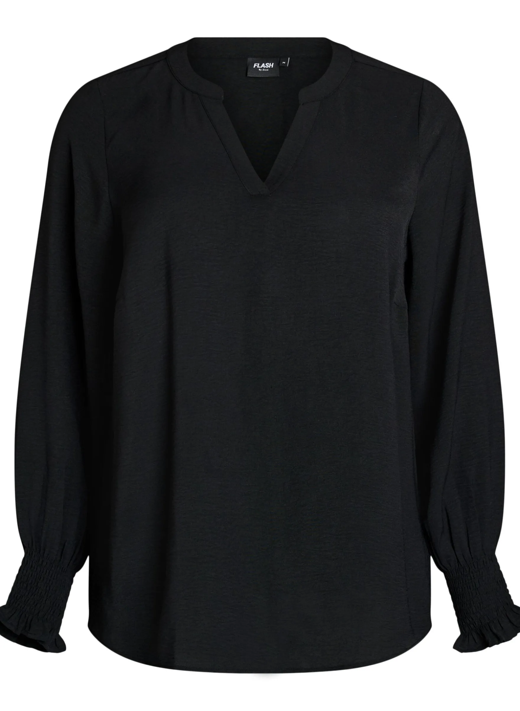 FLASH - Bluse mit Smockbündchen und V-Ausschnitt