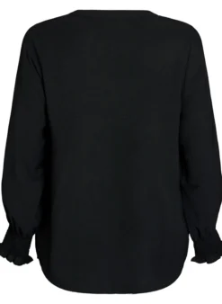 FLASH - Bluse mit Smockbündchen und V-Ausschnitt