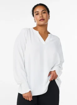 FLASH - Bluse mit Smockbündchen und V-Ausschnitt