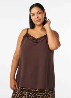 FLASH - Cami-Top mit V-Ausschnitt und Spitzen