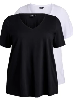 FLASH - 2er-Pack T-Shirts mit V-Ausschnitt