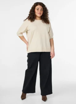 FLASH - Fein gestrickte Bluse mit kurzen Ärmeln