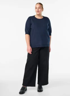 FLASH - Fein gestrickte Bluse mit kurzen Ärmeln