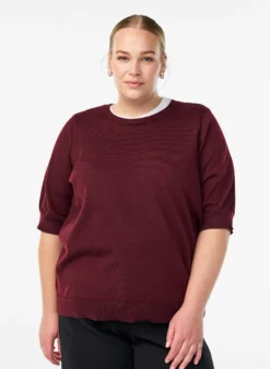 FLASH - Fein gestrickte Bluse mit kurzen Ärmeln