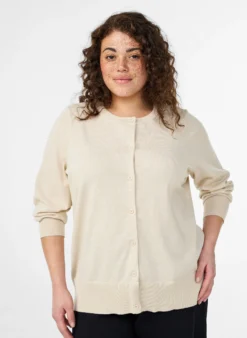 FLASH - Feinstrick-Strickjacke mit Rundhalsausschnitt