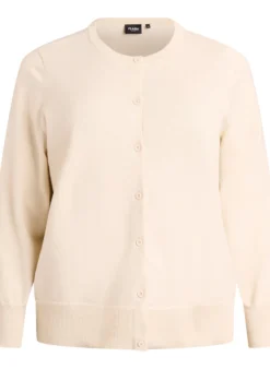 FLASH - Feinstrick-Strickjacke mit Rundhalsausschnitt