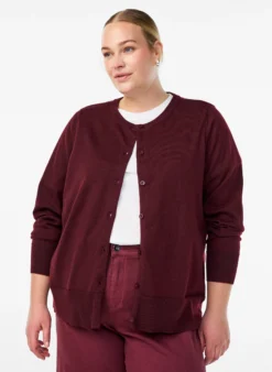 FLASH - Feinstrick-Strickjacke mit Rundhalsausschnitt