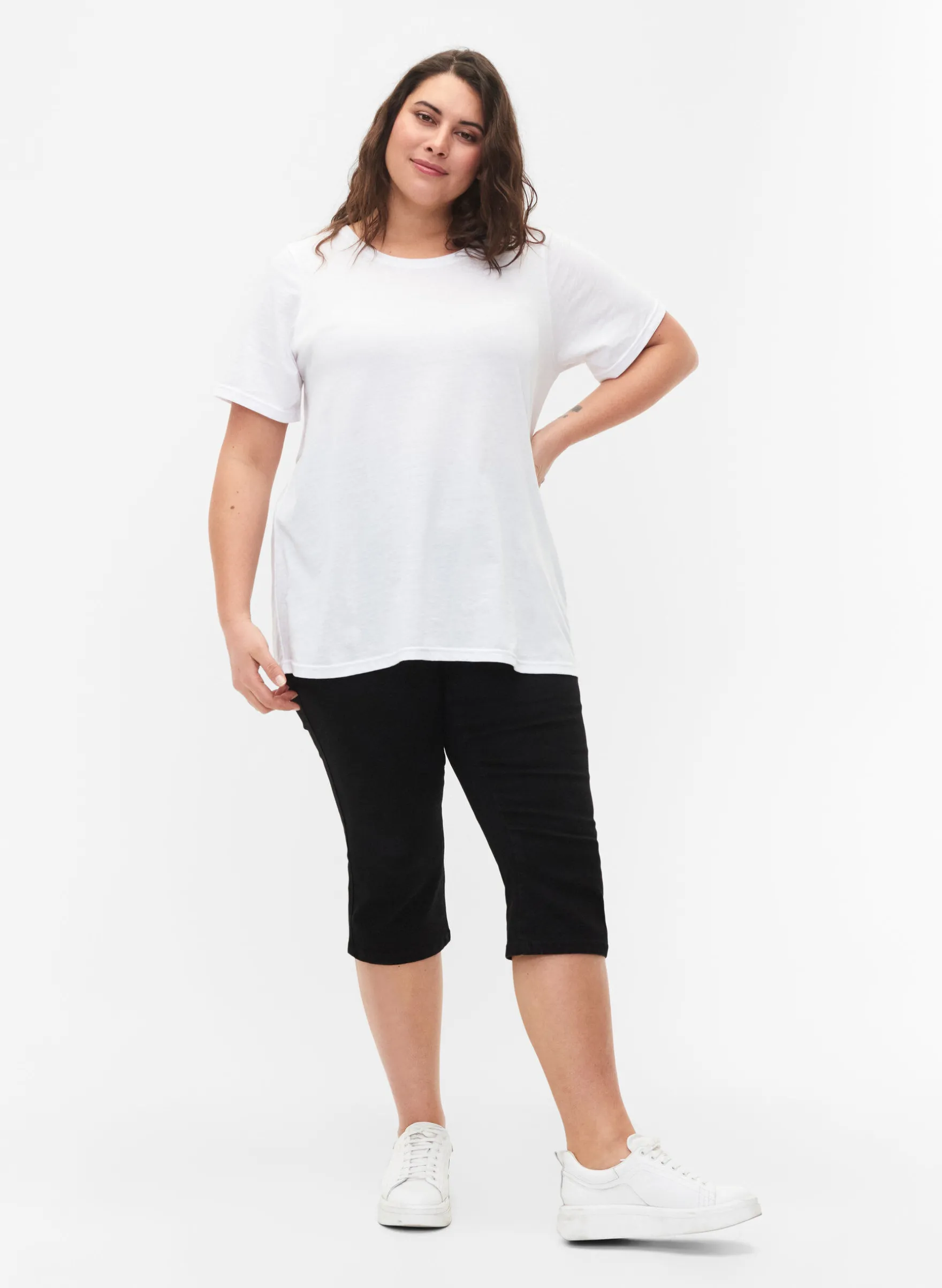 FLASH - Hoch taillierte Capri-Hose aus Denim mit Slim Fit